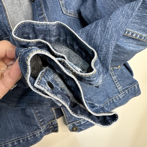 Levi Strauss Signature Denim Jacket Womens Y2K Cropped Trucker Sz Large 12/14 - Picture 16 of 16